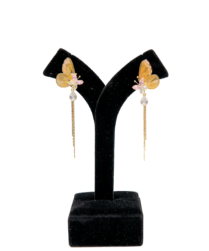 Crystal Bloom Butterfly Drop Earring